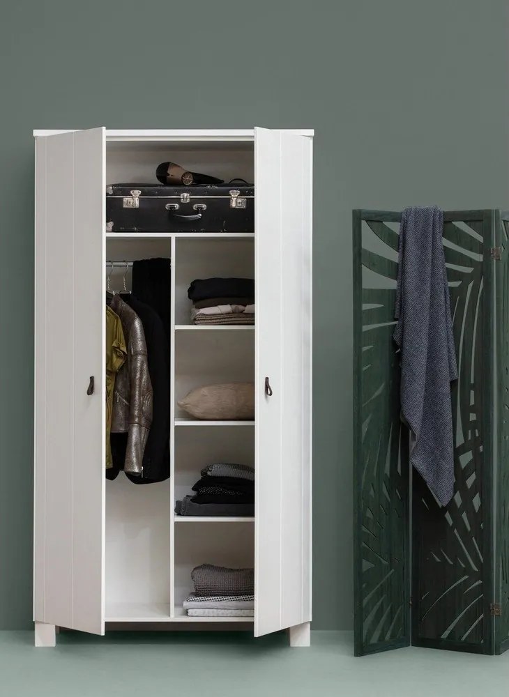 Fehér borovi fenyő ruhásszekrény 111x202 cm Ties – WOOOD