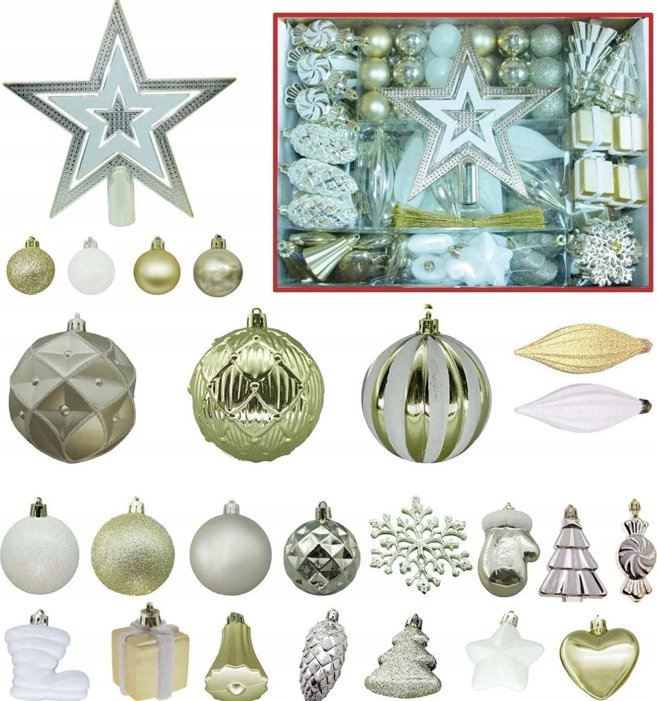 100 db-os karácsonyfadísz szett – Karácsonyi dekoráció a karácsonyfádra