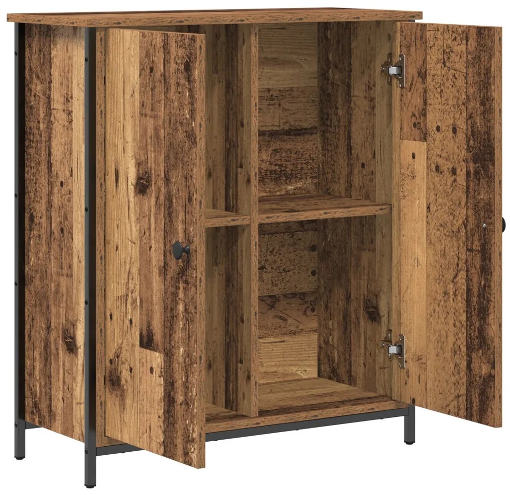 Szekrény Régi Fa 70x30x80 cm Feldolgozott Fa és Acél