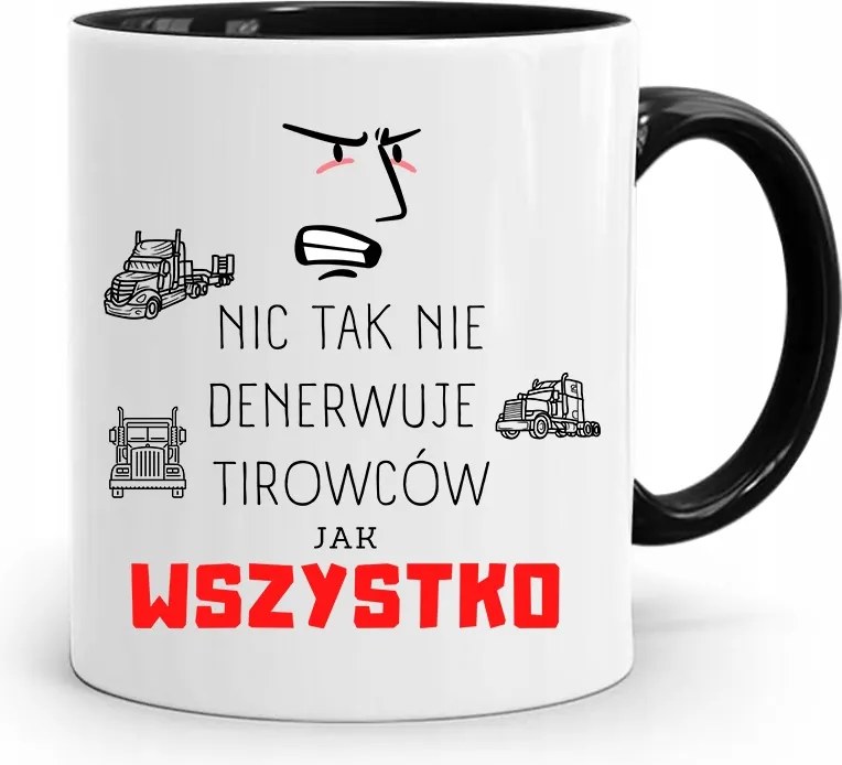 Teherautó Sofőrnek Tira Bögre Fekete Ajándék, fényképes nyomattal