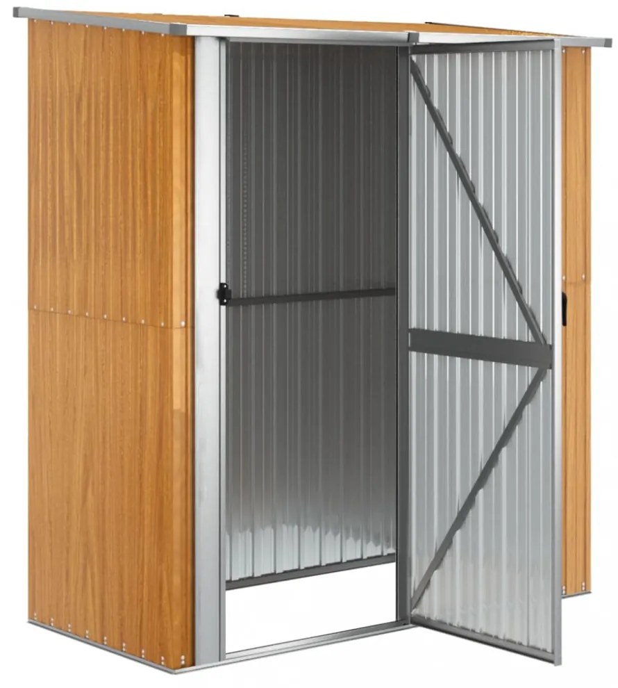 horganyzott acél, fahatású kerti fészer 180,5 x 97 x 209,5 cm