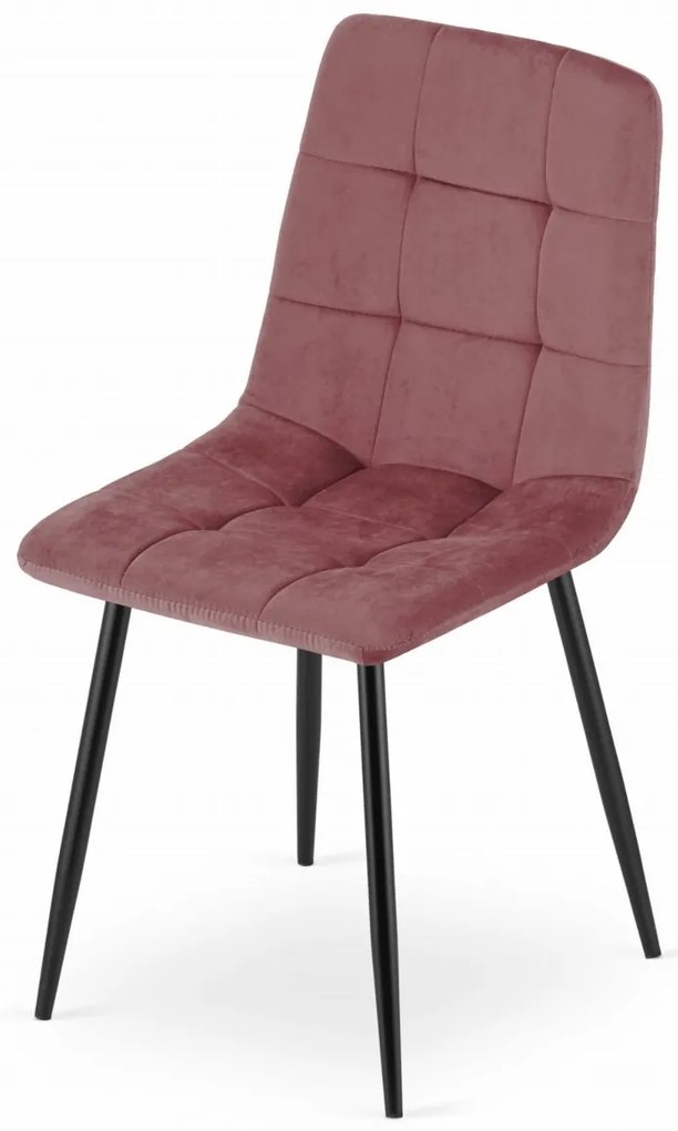 Rózsaszín bársony szék KARA fekete lábakkal