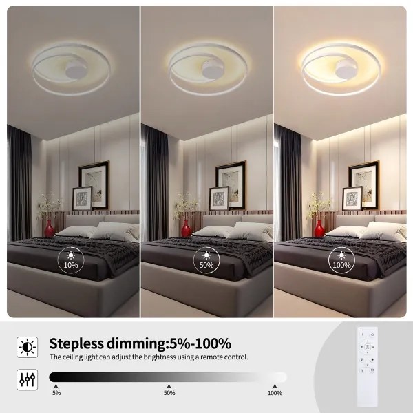 Brilagi - dimmelhető LED mennyezeti lámpa TWISTER LED/48W/230V, Ø 50 cm, fehér + távirányító