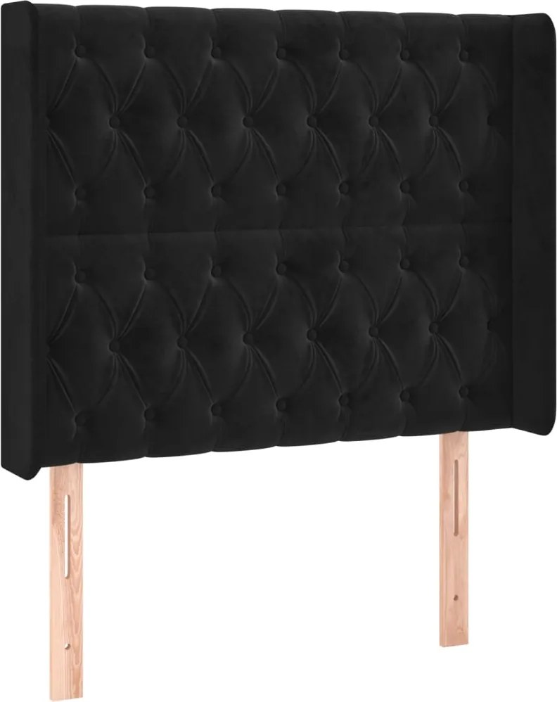 vidaXL fekete bársony fejtámla szárnyakkal 103x16x118/128 cm