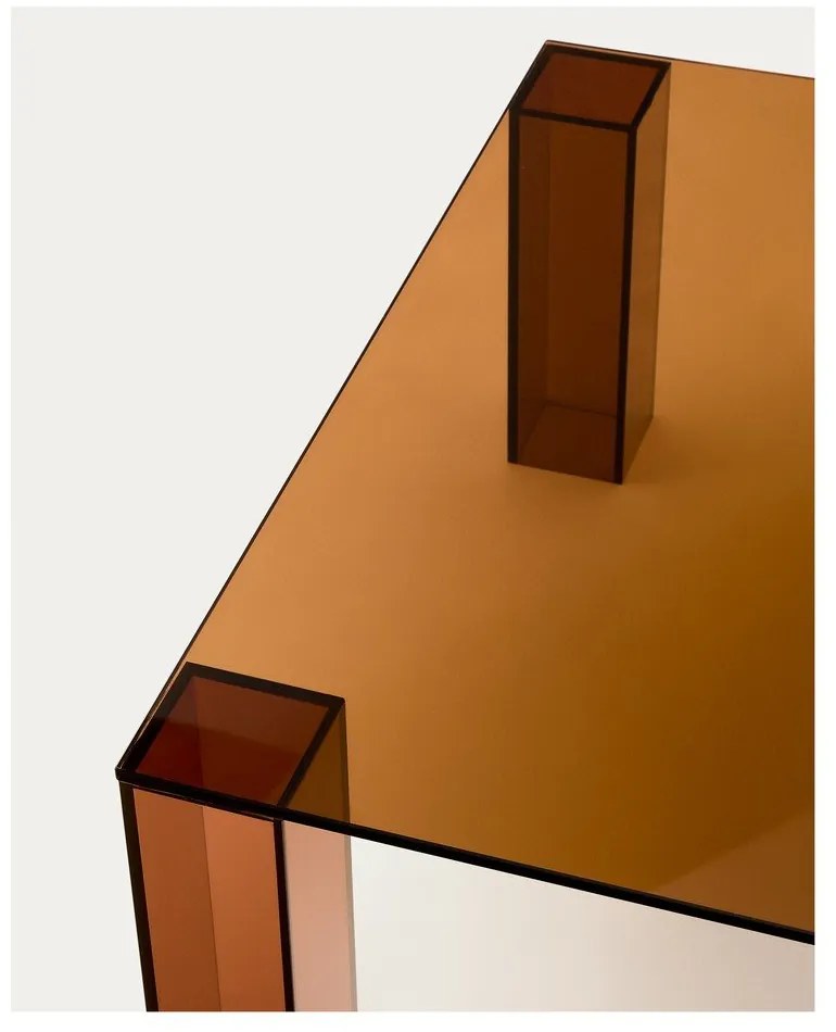 Barna üveg dohányzóasztal 85x85 cm Adularia – Kave Home