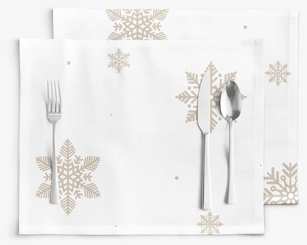 Goldea pamut reggeliző alátét - hópelyhek fehéren - 2db 30 x 40 cm