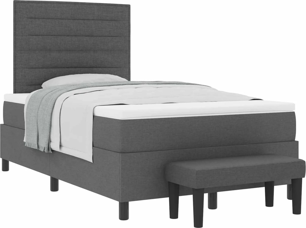 vidaXL Boxrugós ágy matracmal Sötétszürke 120 x 200 cm szövet