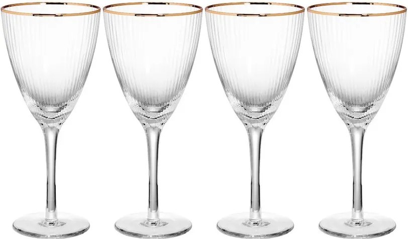 GOLDEN TWENTIES boros pohár arany szegéllyel 280 ml, 4 db-os készlet