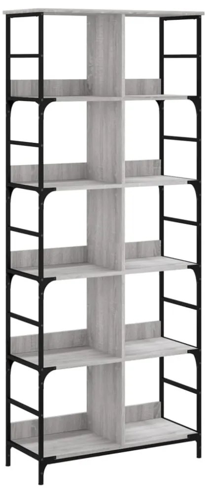szürke sonoma színű szerelt fa könyvespolc 78,5 x 33 x 188,5 cm