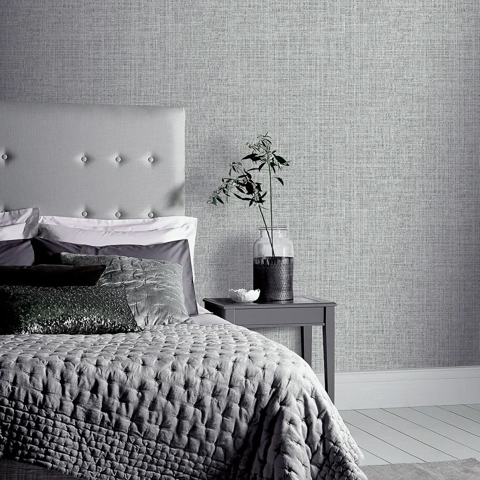 Arthouse Signature 1 Luxe Hessian szürke szövet hatású texturált vlies tapéta – 295400