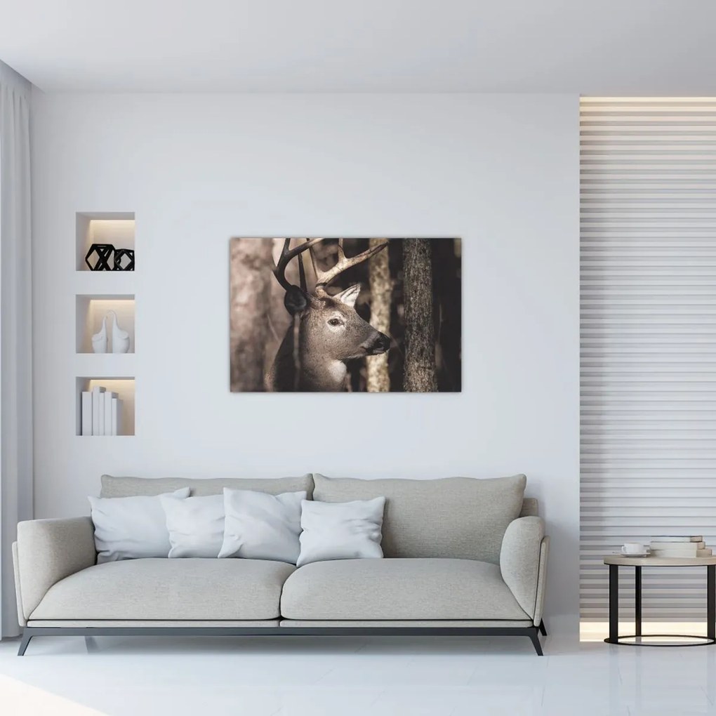 Kép - Szarvas az erdőben (90x60 cm)