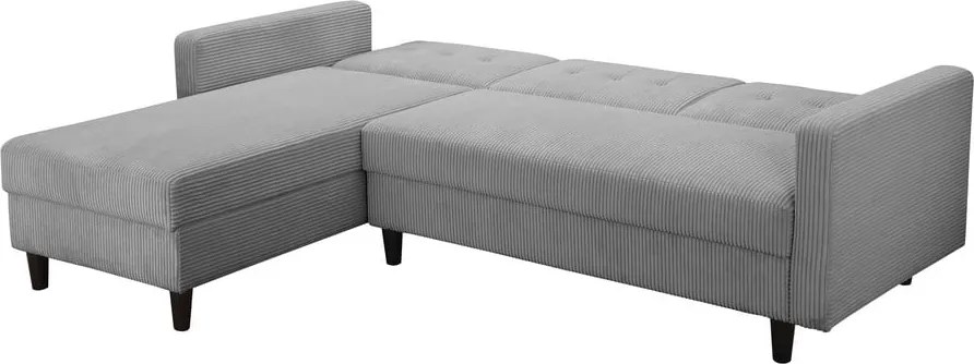 Világosszürke kordbársony kinyitható sarokkanapé Hartford – Støraa