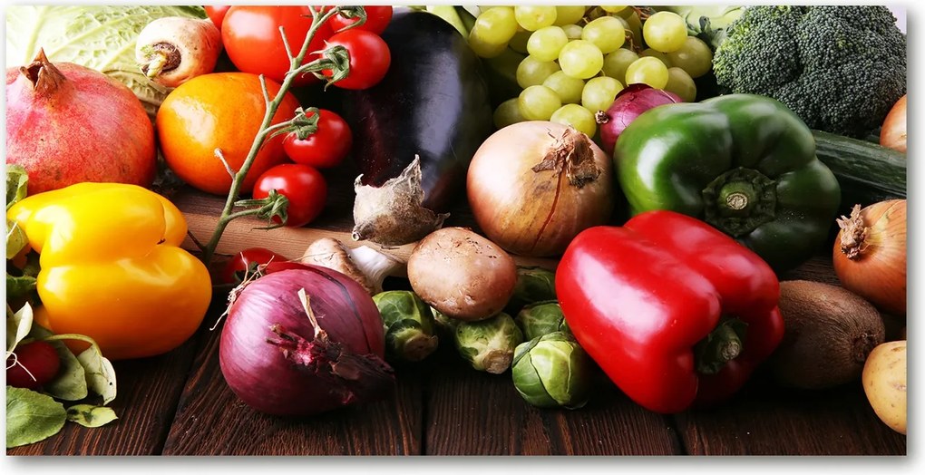 Fotótapéta üvegfalra Zöldségek és gyümölcsök 140x70