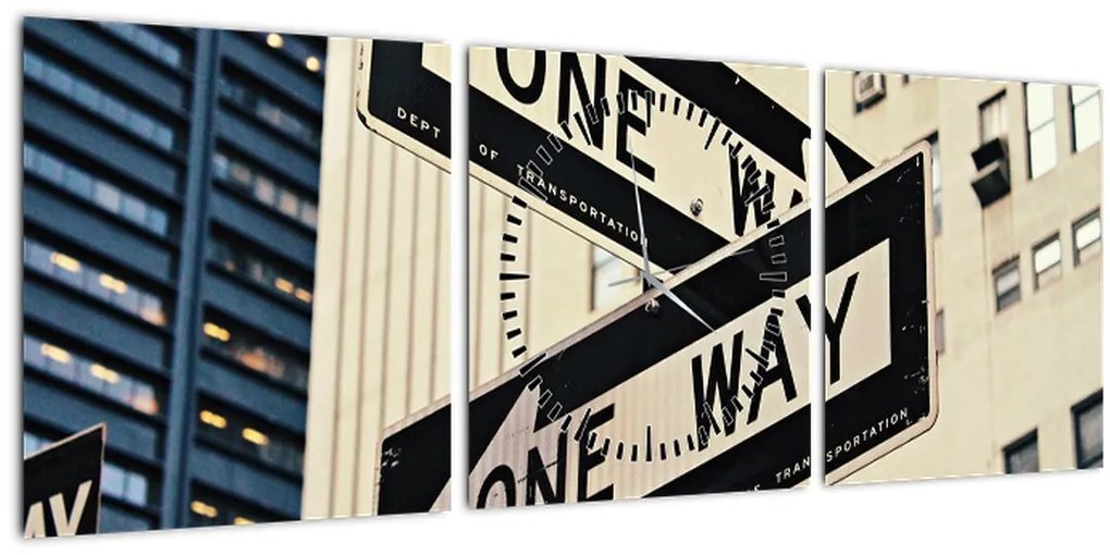 Kép - New York ONE WAY (órával) (90x30 cm)