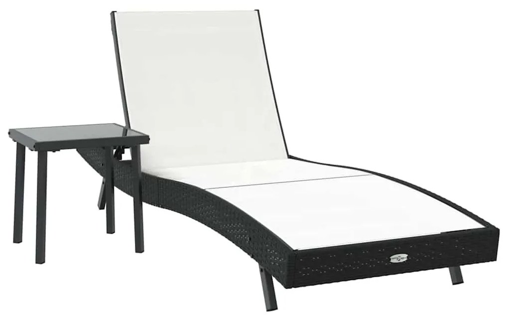 Napozóágy asztallal 2 pcs Fekete, Fehér 40 x 40 x 40.5 cm