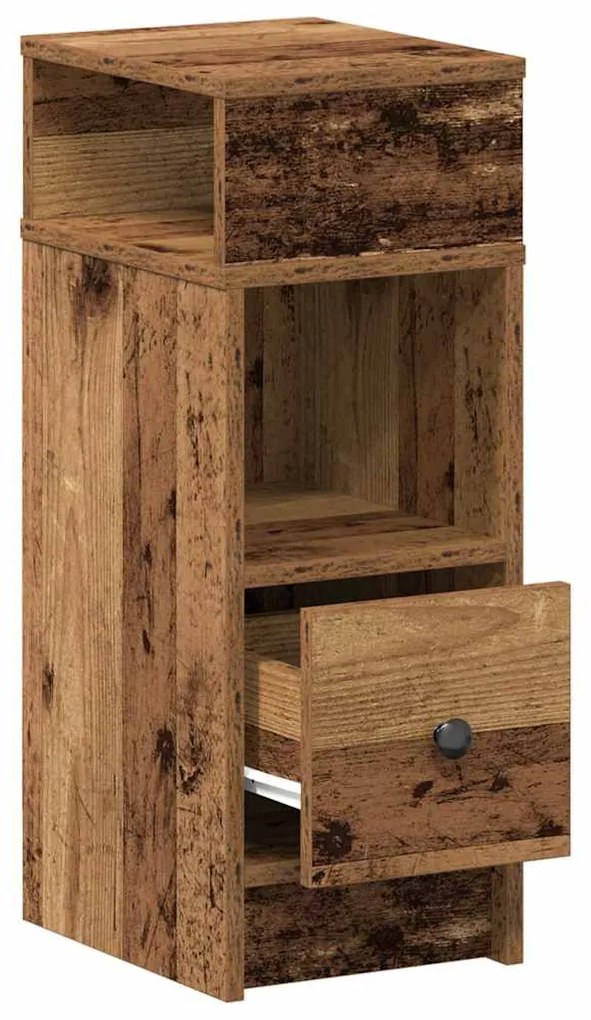 Antik fa színű éjjeliszekrény fiókkal 25x31x66 cm