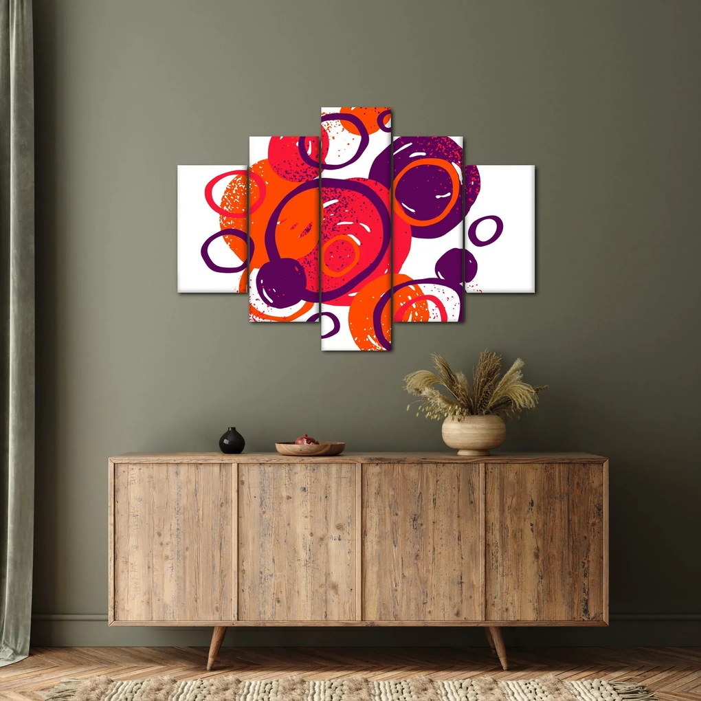 Kép - Motívum körökkel meleg színekben (150x105 cm)