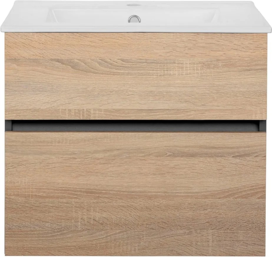 Natúr színű fali szekrény mosdókagyló nélkül, tölgyfa dekorral 60x52 cm Wisla – Støraa