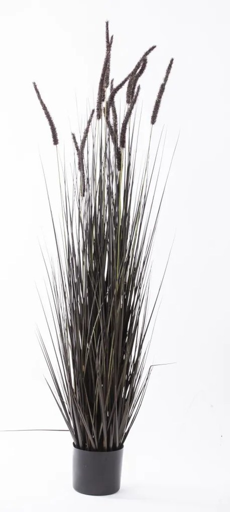 Fekete cserepes zöld művirág borókás virágzattal 153x35x35cm