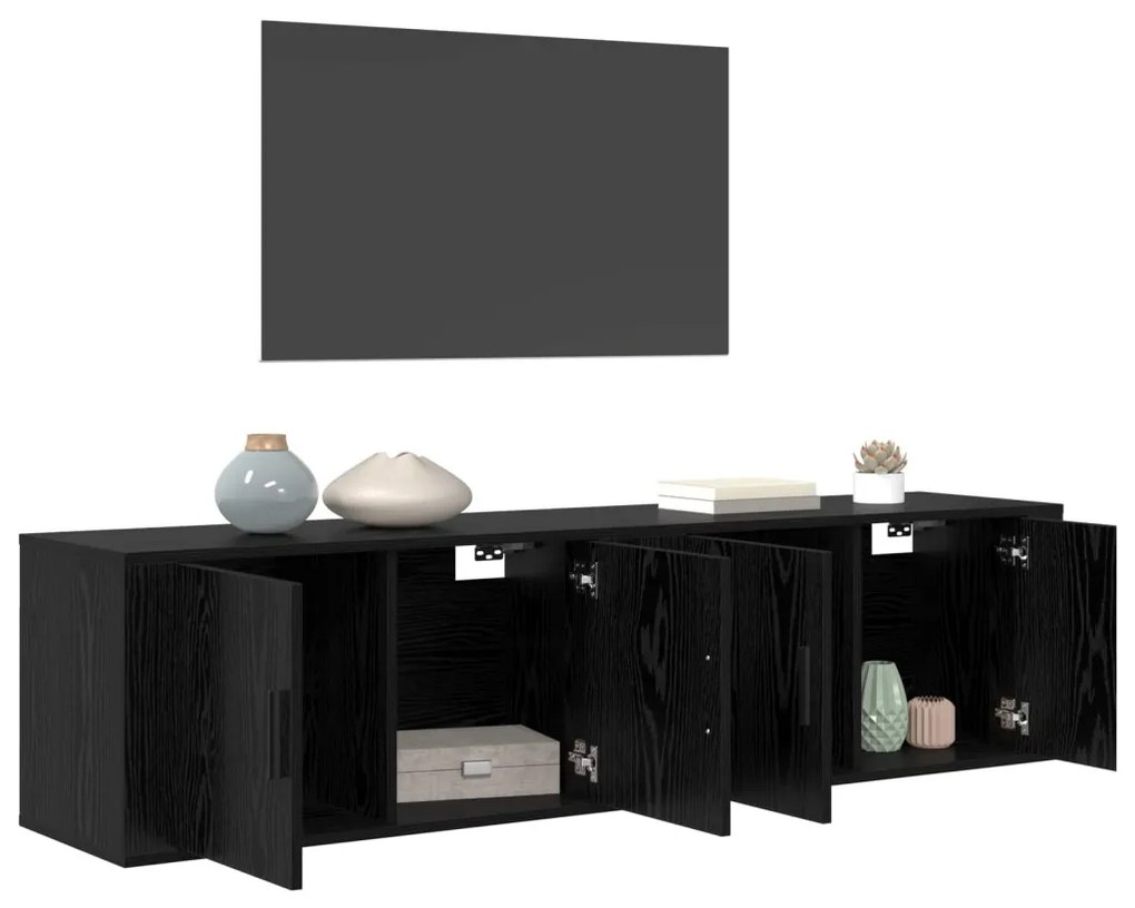 vidaXL Fali TV szekrény szett 2 pcs Fekete tölgy 80 x 34,5 x 40 cm