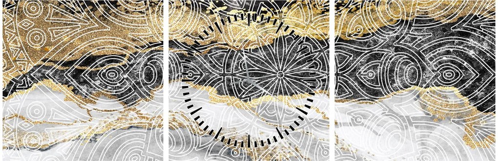 Kép - Mandala márványból (órával) (90x30 cm)