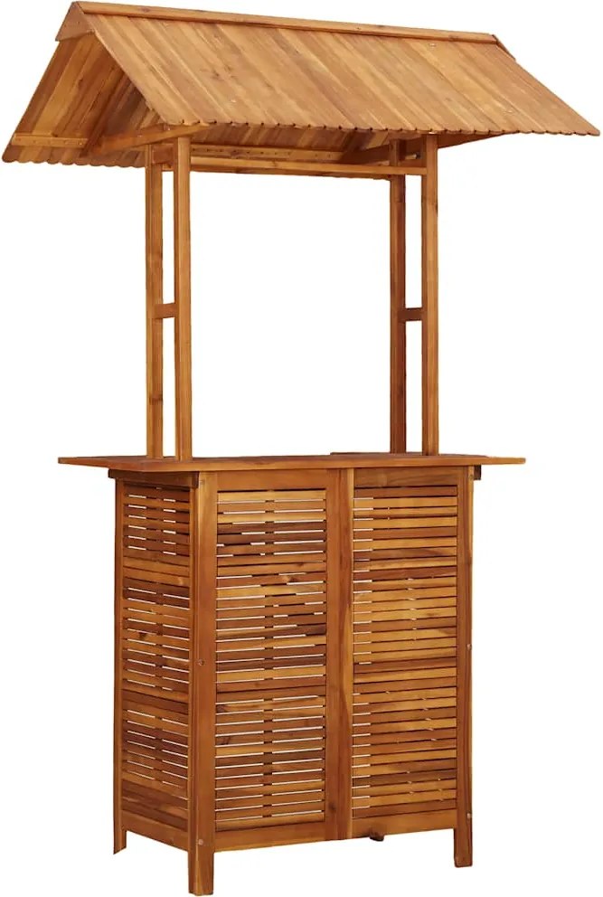 vidaXL tömör akácfa kültéri bárasztal tetővel 113x106x217 cm