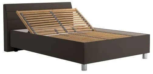 DALMA kárpitozott ágy ágyneműtartóval és matraccal, 140x200 cm, szürke/barna