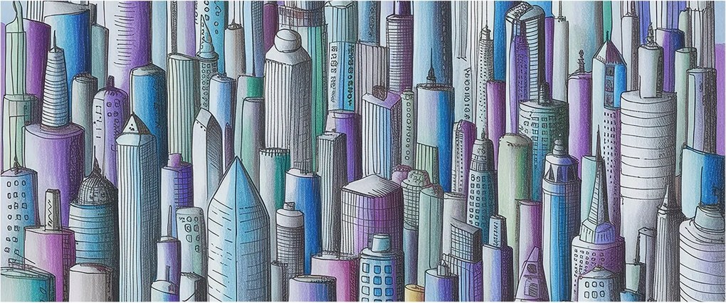 Fotótapéta Flizelin Dekoratív Hálószoba Városi felhőkarcolók 250x104