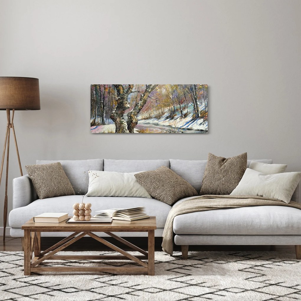 Egy festett téli táj képe (120x50 cm)