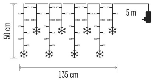 LED karácsonyi függöny 60xLED/1,35W 635x50 cm hideg fehér