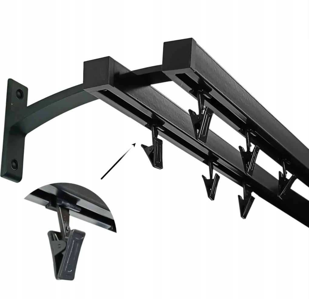 Apartman Sín Függönysín Alu kwadro fekete, 20+20 mm, 180 cm, csipeszekkel