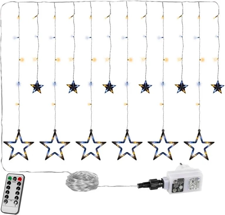 VOLTRONIC® Csillagos lánc 150 LED Fehér mix + vezérlő