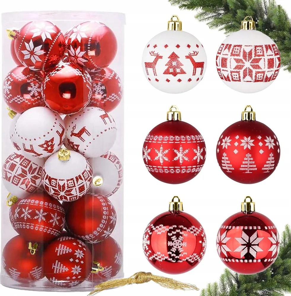 Díszített gömb 5 cm 30 db-os karácsonyfadísz szett