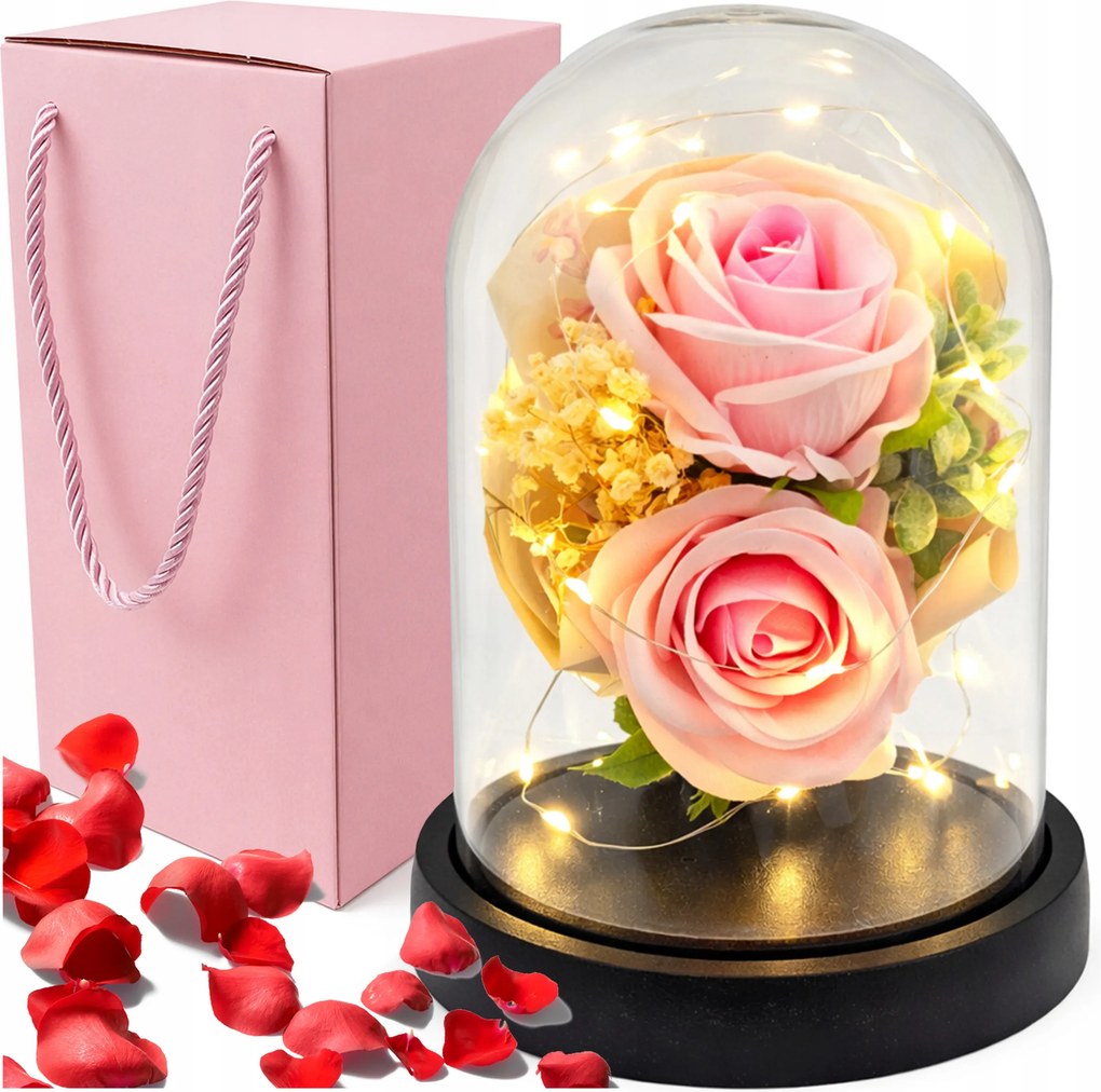 Örök Rózsa Ajándék Valentin Napra Led Világító Virágdoboz Lámpa Neki