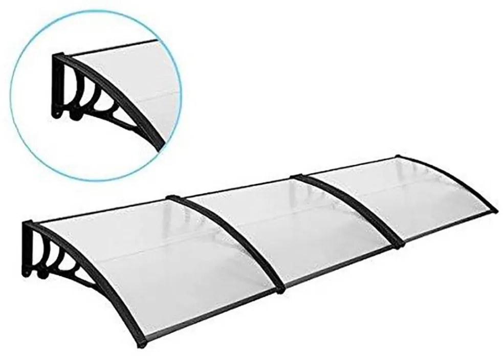 Műanyag előtető több méretben és színben-300x90 cm-fekete