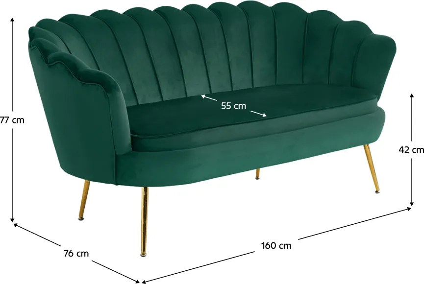 Luxus heverő, 2,5-es ülés, smaragd/arany, Art-deco, NOBLIN