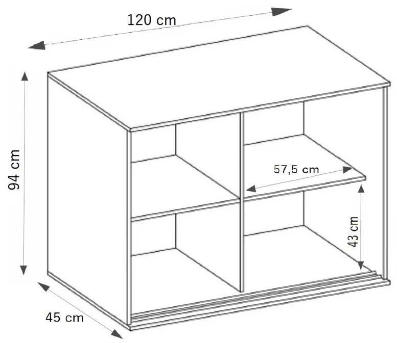 Tablet 5 120 Tolóajtós Komód 120cm, Szürke Hamu