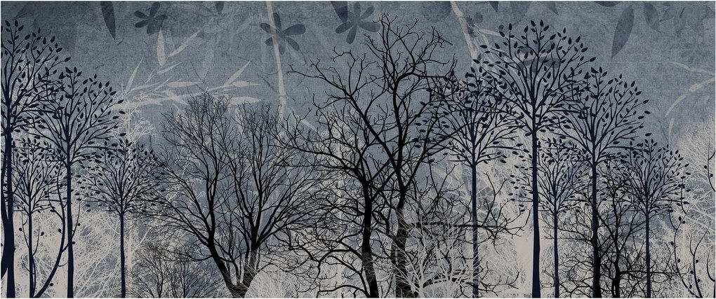 Kép - Fa sziluettek levelekkel (120x50 cm)