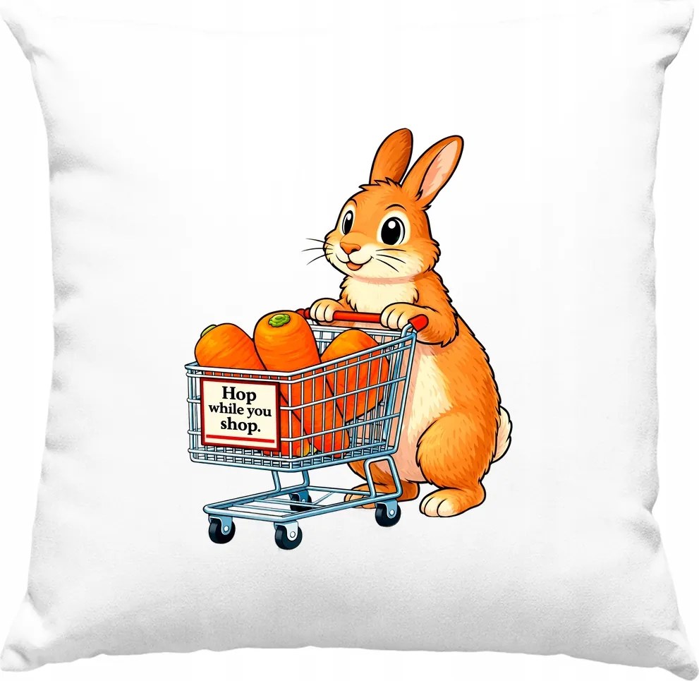 Vicces nyuszi bevásárló párna, fehér