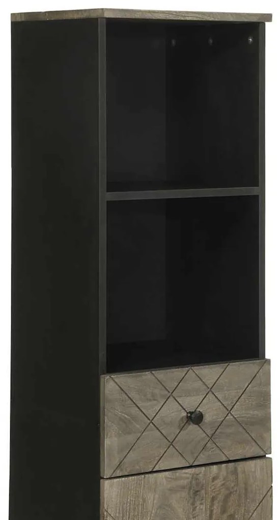 fekete tömör mangófa fürdőszobaszekrény 38 x 33 x 160 cm