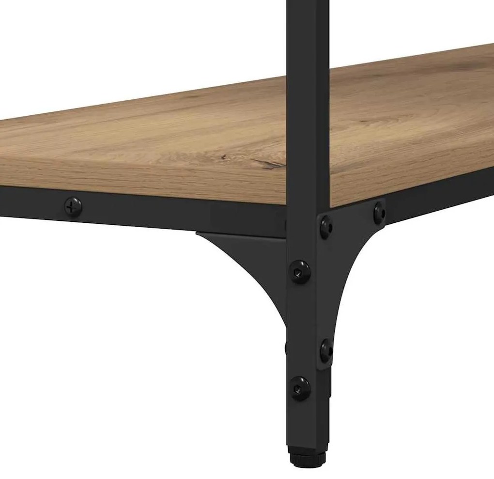 Konzolasztal polcokkal kézműves tölgy 100 x 29 x 75 cm Faanyag