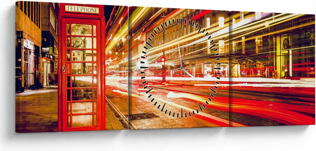Piros londoni telefonfülke képe (órával) (90x30 cm)