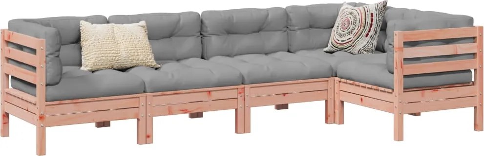 vidaXL 5 részes tömör duglászfenyő kerti társalgószett párnákkal