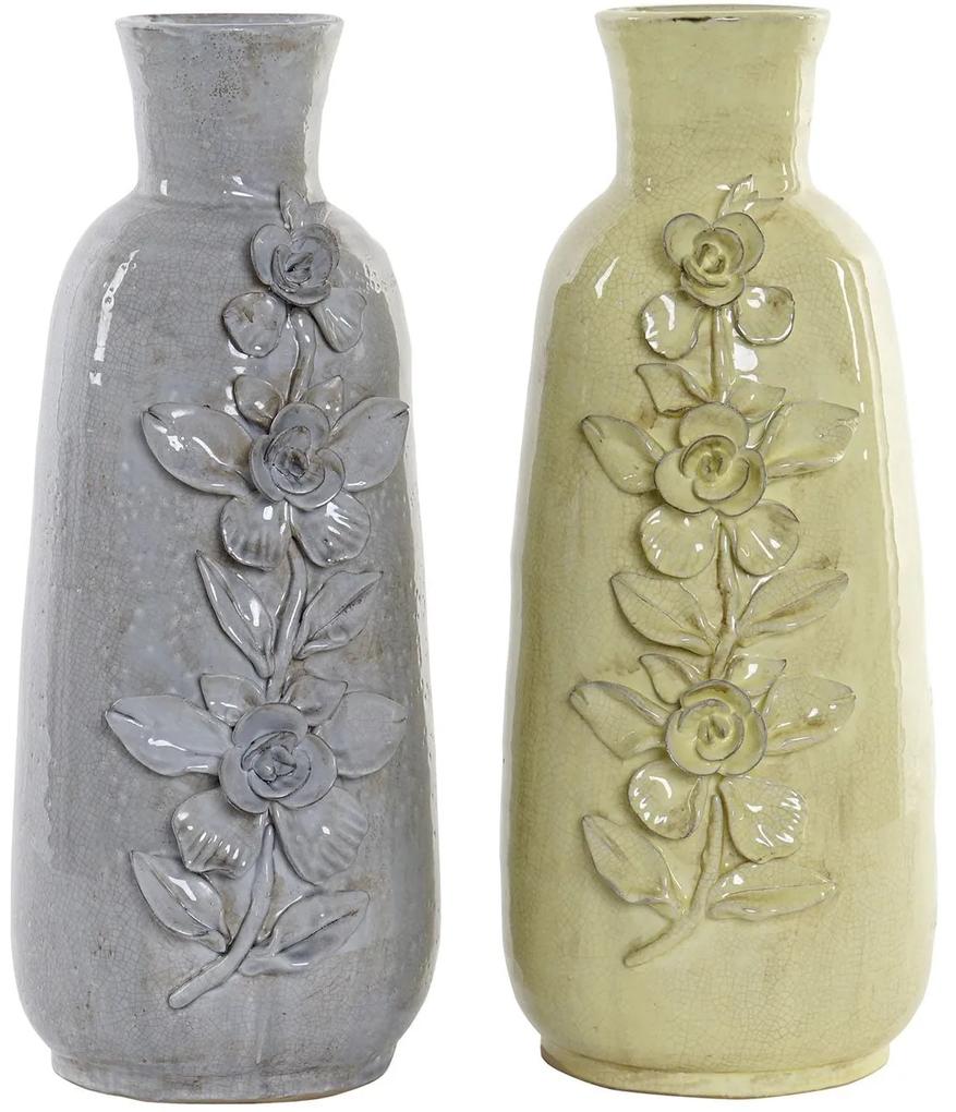 Virágos terracotta  váza 45 cm kétféle / Szürke