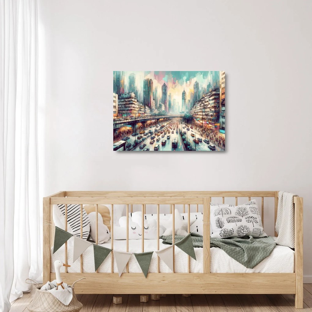 Üveg kép - Városi élet (70x50 cm)
