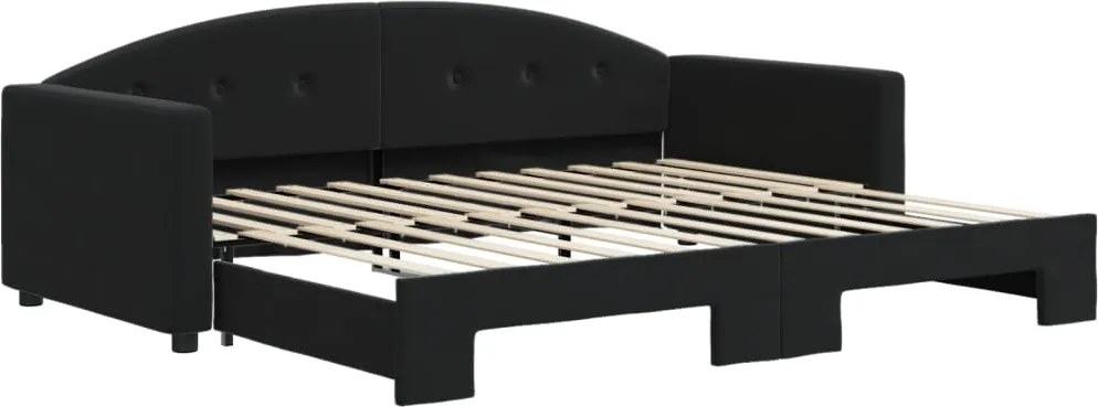 vidaXL fekete kihúzható bársony heverő 90x200 cm