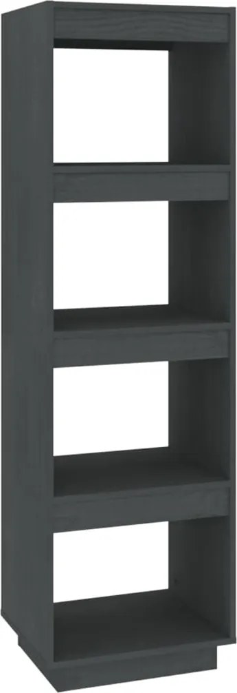 vidaXL szürke tömör fenyőfa könyvszekrény/térelválasztó 40x35x135 cm