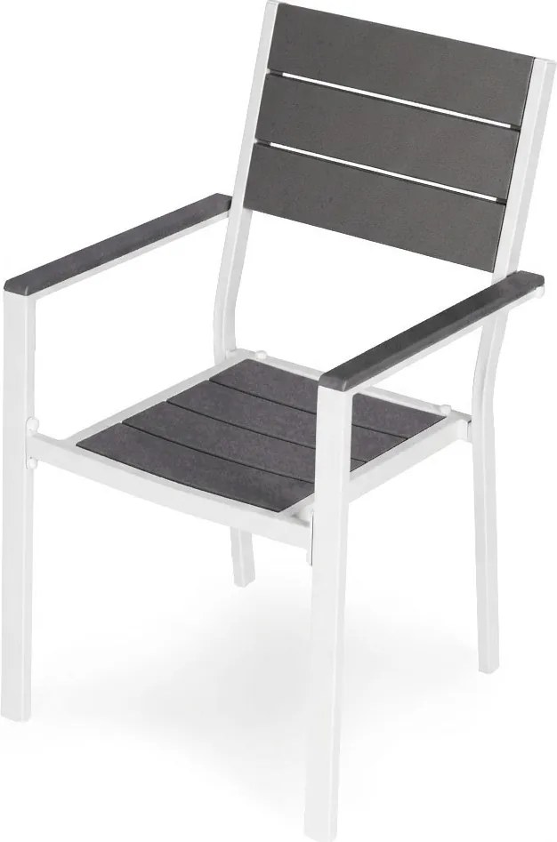 Kerti szék, MultiGarden YC-051KD-4-5, fehér/sötétszürke, 54,5 x 52 x 89 cm, acél keret, HDPE ülő- és háttámla, 150 kg teherbírás, 2 db-os szett
