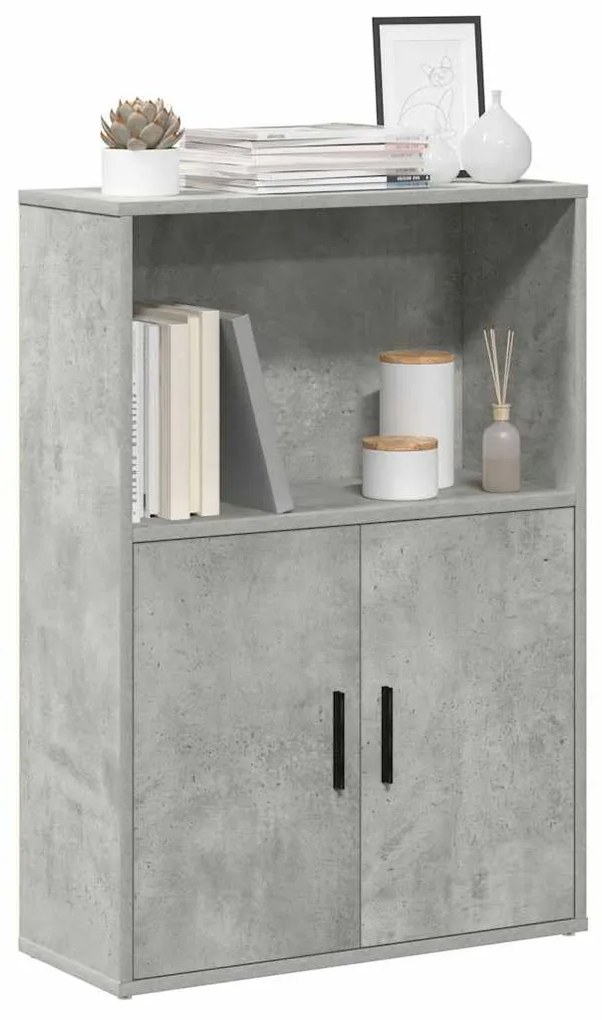 betonszürke szerelt fa könyvespolc 60x24x85 cm
