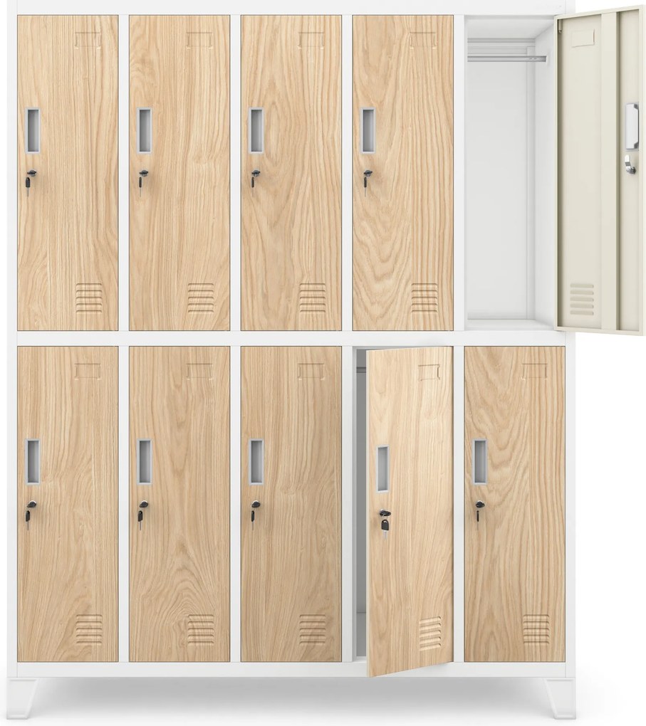 10 ajtós öltözőszekrény, fehér/sonoma tölgy, 1360x1720x450 mm: BARTEK Eco Design